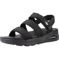 Sandały SKECHERS 120017S Czarny. Czarne sandały Skechers, bez wzorów, z tkaniny, bez obcasa, bez zapięcia. Za 220.99 zł.