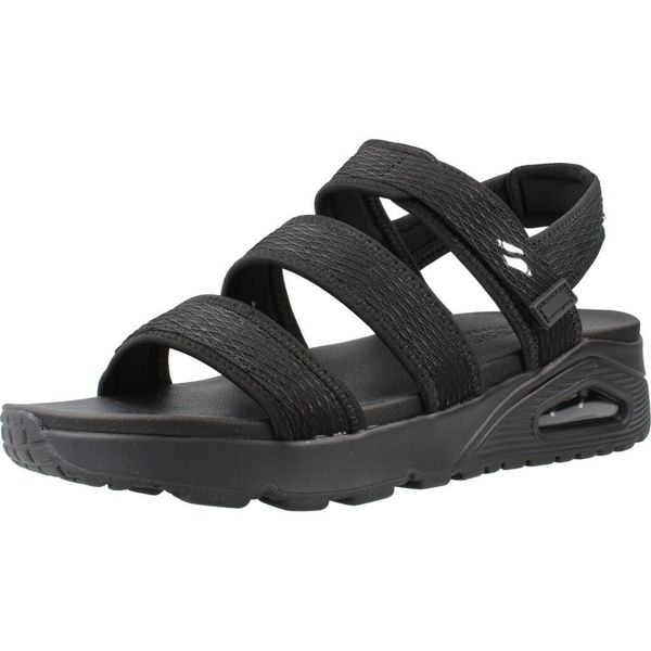 Sandały SKECHERS 120017S Czarny. Czarne sandały Skechers, bez wzorów, z tkaniny, bez obcasa, bez zapięcia. Za 175.99 zł.