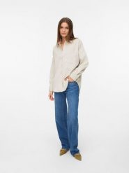 Vero Moda Koszula sztruksowa w kolorze kremowym rozmiar: L. Brązowe koszule Vero Moda, l, bez wzorów, ze sztruksu, bez kołnierzyka, bez ramiączek. Za 114.95 zł.