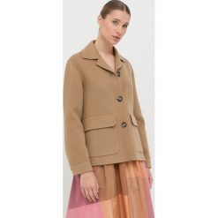 Weekend Max Mara kurtka wełniana kolor brązowy przejściowa. Brązowe kurtki Weekend Max Mara, bez wzorów, z materiału, bez kaptura. Za 2,199.90 zł.