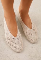 Beżowe Szydełkowe Balerinki VICES z Plecionki Wolfs. Brązowe baleriny Born2be, bez wzorów, z jeansu, eleganckie, bez obcasa, bez zapięcia. Za 99.99 zł.