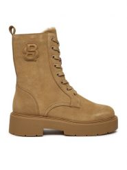 Boss Botki Rebby 50523589 Beżowy. Brązowe botki Boss, bez wzorów, ze skóry, bez obcasa, na płaskiej podeszwie, bez zapięcia. Za 619.99 zł.