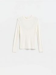 Sweter z wełny merino - złamana biel. Swetry Reserved, l, bez wzorów, z wełny, bez ramiączek. Za 199.99 zł.