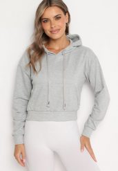 Jasnoszara Bluza z Dodatkiem Bawełny z Kapturem Wykończona Ściągaczami Evista. Szare bluzy Born2be, l, bez wzorów, z bawełny, biznesowe, bez ramiączek, z kapturem. W wyprzedaży za 29.74 zł.
