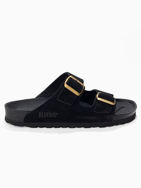 Bluebay Skórzane klapki "Aristote" w kolorze czarnym rozmiar: 38. Czarne klapki Bluebay, bez wzorów, klasyczne, z otwartym noskiem, bez obcasa, bez zapięcia. Za 148.96 zł.
