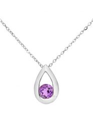 Revoni Złoty naszyjnik z diamentową zawieszką - 46 cm rozmiar: onesize. Szare naszyjniki Revoni, z materiału, z ametystem, złote. Za 761.99 zł.