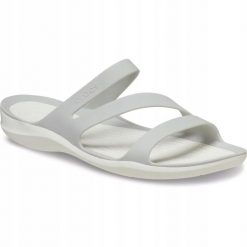 Klapki Dla Dorosłych Crocs Women's Swiftwater. Szare klapki Crocs, bez wzorów, z materiału, bez obcasa, bez zapięcia. Za 199.99 zł.