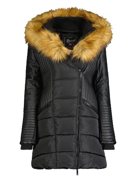 Geographical Norway Płaszcz pikowany "Ausmose" w kolorze czarnym rozmiar: L. Czarne płaszcze Geographical Norway, l, bez wzorów, bez kaptura. Za 276.05 zł.