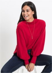 Sweter oversize z mieszanki wiskozy. Niebieskie swetry bonprix, bez wzorów, z dzianiny, eleganckie, bez ramiączek. Za 99.99 zł.