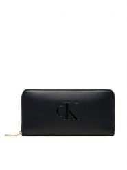 Calvin Klein Portfel Bold Ck Long Zip Around LV04F1077G Czarny. Czarne portfele Calvin Klein, bez wzorów, ze skóry. Za 219.99 zł.