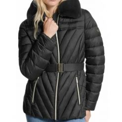 Kurtka MICHAEL KORS W FX FUR TRIM Czarny. Czarne kurtki Michael Kors Access, s, bez wzorów, z tkaniny, bez kaptura. Za 1,094.99 zł.