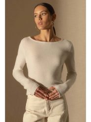 Perfect Cashmere Kaszmirowy sweter "Megan" w kolorze kremowym rozmiar: M. Brązowe swetry Perfect Cashmere, m, bez wzorów, z kaszmiru, bez ramiączek. Za 387.44 zł.