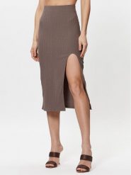 Gina Tricot Spódnica midi 18687 Beżowy Regular Fit. Brązowe spódnice Gina Tricot, xl, bez wzorów, z bawełny, midi. Za 139.99 zł.