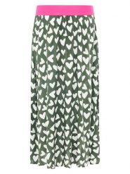 Zwillingsherz Spódnica "Hearts Allover" w kolorze khaki rozmiar: S/M. Brązowe spódnice Zwillingsherz, na co dzień, m, bez wzorów, z wiskozy, maxi, proste. Za 114.17 zł.