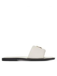 Eva Minge Klapki POPPY-LT102-13 Biały. Białe klapki Eva Minge, bez wzorów, ze skóry, bez obcasa, bez zapięcia. Za 379.99 zł.