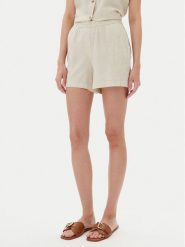 Vero Moda Szorty materiałowe Thea 10333804 Beżowy Loose Fit. Brązowe szorty Vero Moda, bez wzorów, ze lnu. Za 99.99 zł.