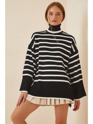 Happiness Istanbul Golf w kolorze czarno-białym rozmiar: onesize. Białe swetry Happiness Istanbul, bez wzorów, bez ramiączek. Za 65.99 zł.