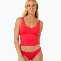 Góra od stroju kąpielowego Rip Curl Premium Surf Tankini. Czerwone bikini RIPCURL, bez wzorów. Za 179.99 zł.