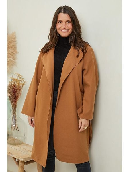 Curvy Lady Płaszcz przejściowy w kolorze karmelowym rozmiar: 48/50. Brązowe płaszcze Curvy Lady, bez wzorów, klasyczne, bez kaptura. Za 171.68 zł.