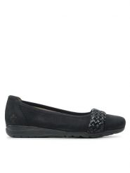 Rieker Baleriny L9358-00 Czarny. Czarne baleriny Rieker, bez wzorów, ze skóry, bez obcasa, bez zapięcia. Za 289.99 zł.