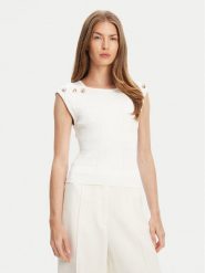 Guess Bluzka W5YR12 Z0130 Biały Regular Fit. Białe bluzki Guess, xxl, z aplikacjami, z syntetyku, bez kołnierzyka, bez ramiączek. Za 399.99 zł.