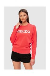 KENZO Koralowa bluza damska z białym logo. Czerwone bluzy Kenzo, s, bez wzorów, z bawełny, bez kaptura. W wyprzedaży za 559.99 zł.