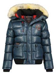 Geographical Norway Kurtka zimowa "Bugs" w kolorze granatowym rozmiar: XXL. Niebieskie kurtki Geographical Norway, na zimę, xxl, z aplikacjami, z puchu, bez kaptura. Za 171.68 zł.