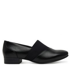 Półbuty Jana. Czarne półbuty wsuwane JANA, bez wzorów, bez obcasa, na płaskiej podeszwie. Za 219.99 zł.