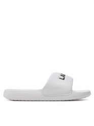 Lacoste Klapki Serve Slide 1.0 747CFA0032 Biały. Białe klapki Lacoste, bez wzorów, z syntetyku, bez obcasa, bez zapięcia. Za 199.99 zł.