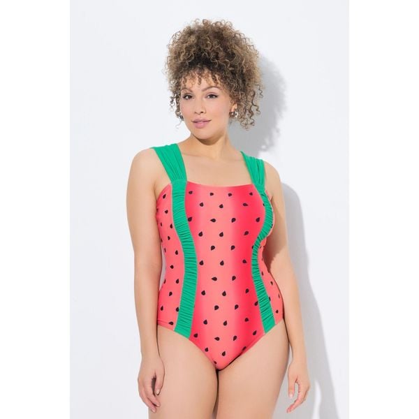 Damski Strój kąpielowy arbuz miękkie miseczki szerokie ramiączka. Brązowe stroje jednoczęściowe Ulla Popken, bez wzorów, z elastanu, sportowe. Za 279.99 zł.