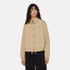 Kurtka DICKIES OAKPORT CROPPED COACH Beżowy. Brązowe kurtki Dickies, bez wzorów, z tkaniny, bez kaptura. Za 315.31 zł.