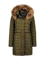 Geographical Norway Płaszcz pikowany "Charlize" w kolorze khaki rozmiar: XL. Brązowe płaszcze Geographical Norway, xl, z aplikacjami, bez kaptura. Za 228.92 zł.