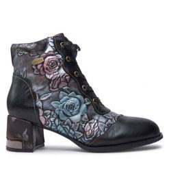 Botki Laura Vita. Czarne botki LAURA VITA, bez wzorów, bez obcasa, na słupku, bez zapięcia. Za 289.99 zł.