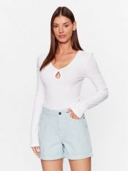 Noisy May Bluzka Maya 27026248 Biały Slim Fit. Białe bluzki Noisy May, xs, bez wzorów, z bawełny, bez kołnierzyka, bez ramiączek. Za 59.99 zł.