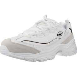 Buty do chodzenia damskie Skechers D'lites. Białe buty treningowe Skechers, bez wzorów, z gumy, bez zapięcia, trekkingowe. Za 297.00 zł.