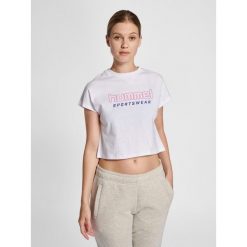 Damska koszulka crop top Hummel Legacy June. Białe topy Hummel, xs, bez wzorów, casualowe, bez kołnierzyka, bez ramiączek. Za 126.50 zł.