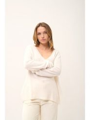 Just Cashmere Kaszmirowy sweter "Opal" w kolorze białym rozmiar: XL. Białe swetry Just Cashmere, xl, bez wzorów, z kaszmiru, bez ramiączek. Za 352.43 zł.