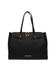 LOVE MOSCHINO Torebka JC4124PP1OLM0000 Czarny. Czarne shopper bag Love Moschino, bez wzorów, ze skóry, bez dodatków. Za 1,099.00 zł.