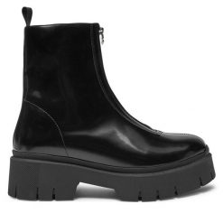 Botki HUGO. Czarne botki Hugo, bez wzorów, bez obcasa, na płaskiej podeszwie, bez zapięcia. Za 749.99 zł.