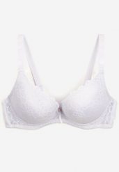 Biały Biustonosz Push-Up z Koronkowego Materiału Chrisianna. Białe biustonosze Born2be, bez wzorów, z koronki. Za 59.99 zł.