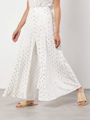 Apricot Spodnie w kolorze złoto-białym rozmiar: S. Białe spodnie materiałowe Apricot, bez wzorów, z materiału, z podwyższonym stanem. Za 87.40 zł.