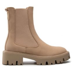 Sztyblety ONLY Shoes. Brązowe botki ONLY SHOES, bez wzorów, bez obcasa, na płaskiej podeszwie, bez zapięcia. Za 179.99 zł.