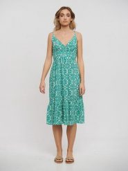 BLE Sukienka w kolorze turkusowym rozmiar: onesize. Niebieskie sukienki BLE, bez wzorów, z bawełny, bez kołnierzyka, bez ramiączek, midi, rozkloszowane. Za 118.01 zł.