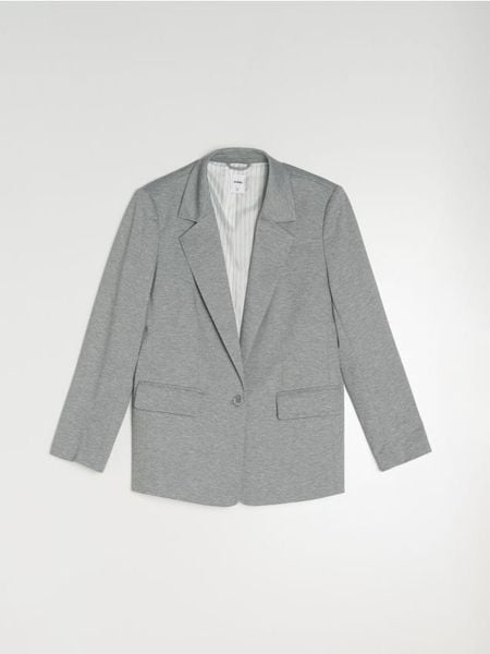 Żakiet - szary. Szare marynarki i żakiety Sinsay, l, bez wzorów, bez ramiączek. Za 79.99 zł.