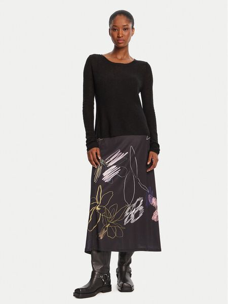 Desigual Sukienka codzienna Kala 25WWVK25 Czarny Slim Fit. Czarne sukienki Desigual, na co dzień, s, bez wzorów, z syntetyku, bez kołnierzyka, bez ramiączek, proste. Za 399.99 zł.