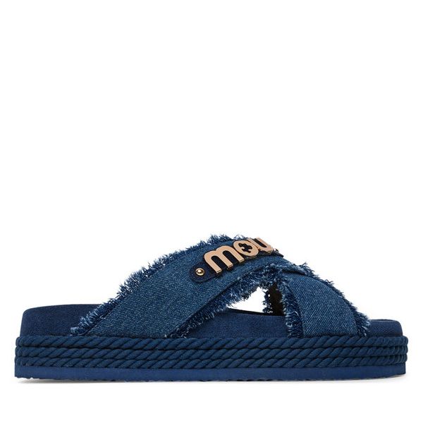 Klapki Mou. Niebieskie klapki Mou, bez wzorów, bez obcasa, bez zapięcia. Za 479.99 zł.