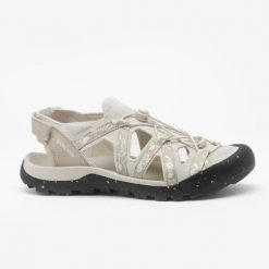 Sandały turystyczne damskie Quechua NH900. Brązowe sandały QUECHUA, bez wzorów, z kauczuku, sportowe, bez obcasa, bez zapięcia. Za 249.99 zł.