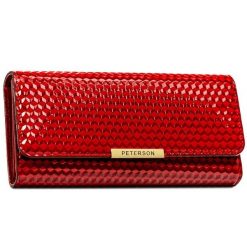 Duży, czerwony portfel damski ze skóry ekologicznej PTN 006-CUB Peterson. Czerwone portfele Peterson, bez wzorów, ze skóry ekologicznej. Za 69.99 zł.