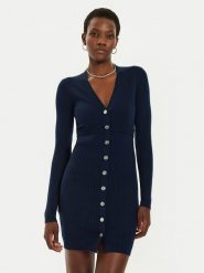 Pinko Sukienka dzianinowa Riserva 104017 A15S Granatowy Regular Fit. Niebieskie sukienki Pinko, s, bez wzorów, z dzianiny, bez kołnierzyka, bez ramiączek. Za 549.99 zł.