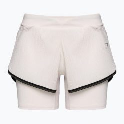 Spodenki treningowe damskie Gymshark Speed. Białe szorty sportowe Gymshark, bez wzorów, na fitness i siłownię. Za 109.99 zł.